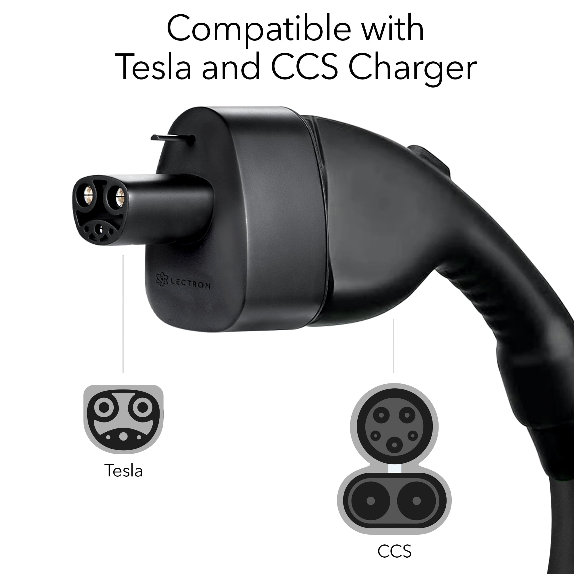 Lectron Portable Fast Charger Adapter for Tesla Electric Vehicles - Fast Charge for CCS to Tesla