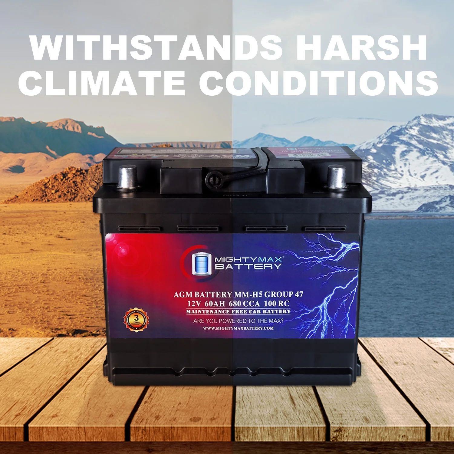 MM-H5 Group 47 12V 60AH 100RC 680CCA Replacement Battery Compatible with Hyundai Accent 14-17