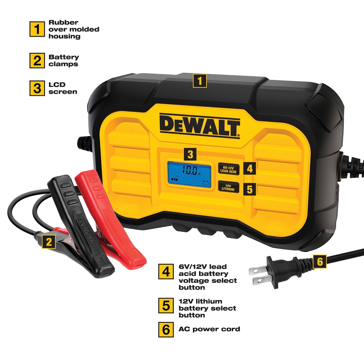 DEWALT DXAEC10 Professional 6-Volt/12-Volt 10-Amp Automatic Battery Charger/Maintainer, DXAEC10