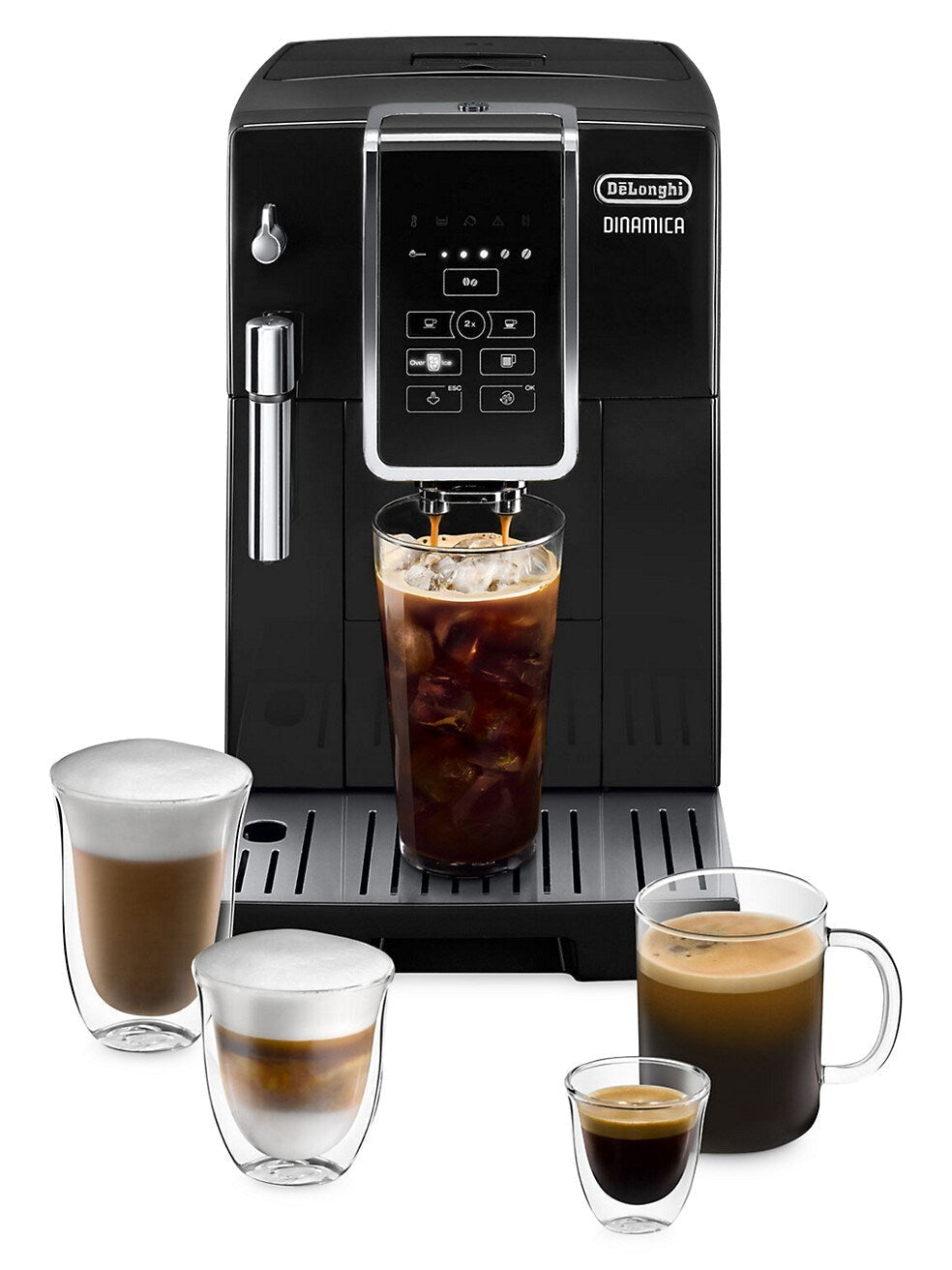 De'Longhi - Dinamica Espresso Machine with 15 bars of pressure and Milk Frother - Black/Stainless