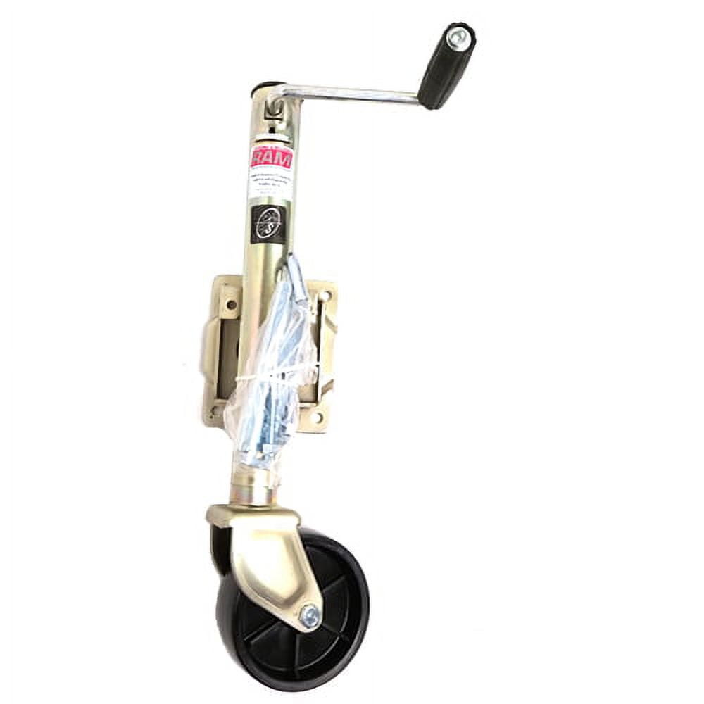 1,200 lbs. capacity RAM sidewind bolt-on swivel trailer jack zinc coated with 6