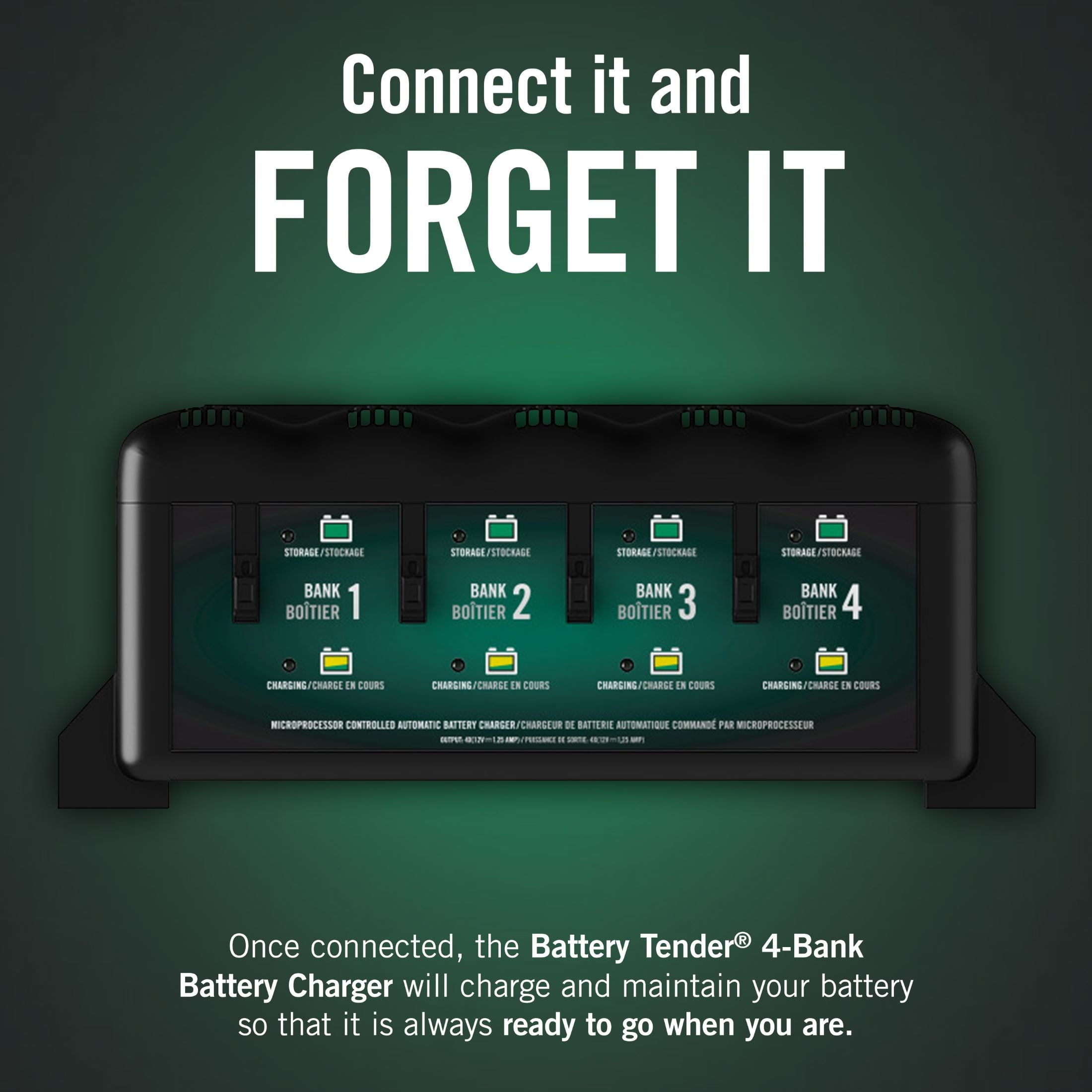 Battery Tender 4 Bank Multibank Charger - 5 AMP (1.25 AMPs Per Bank) - Smart 12V Multi Battery Charger and Maintainer - 021-0148-DL-WH