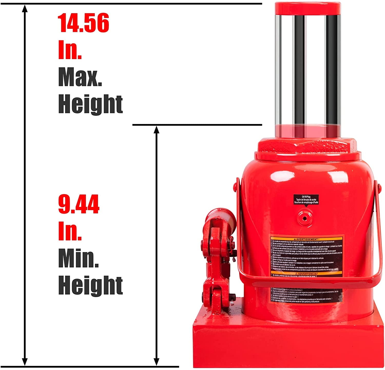 Big Red 30 Ton Stubby Low Profile Bottle Jack Welded Hydraulic Steel Car Jack,Red, W930R