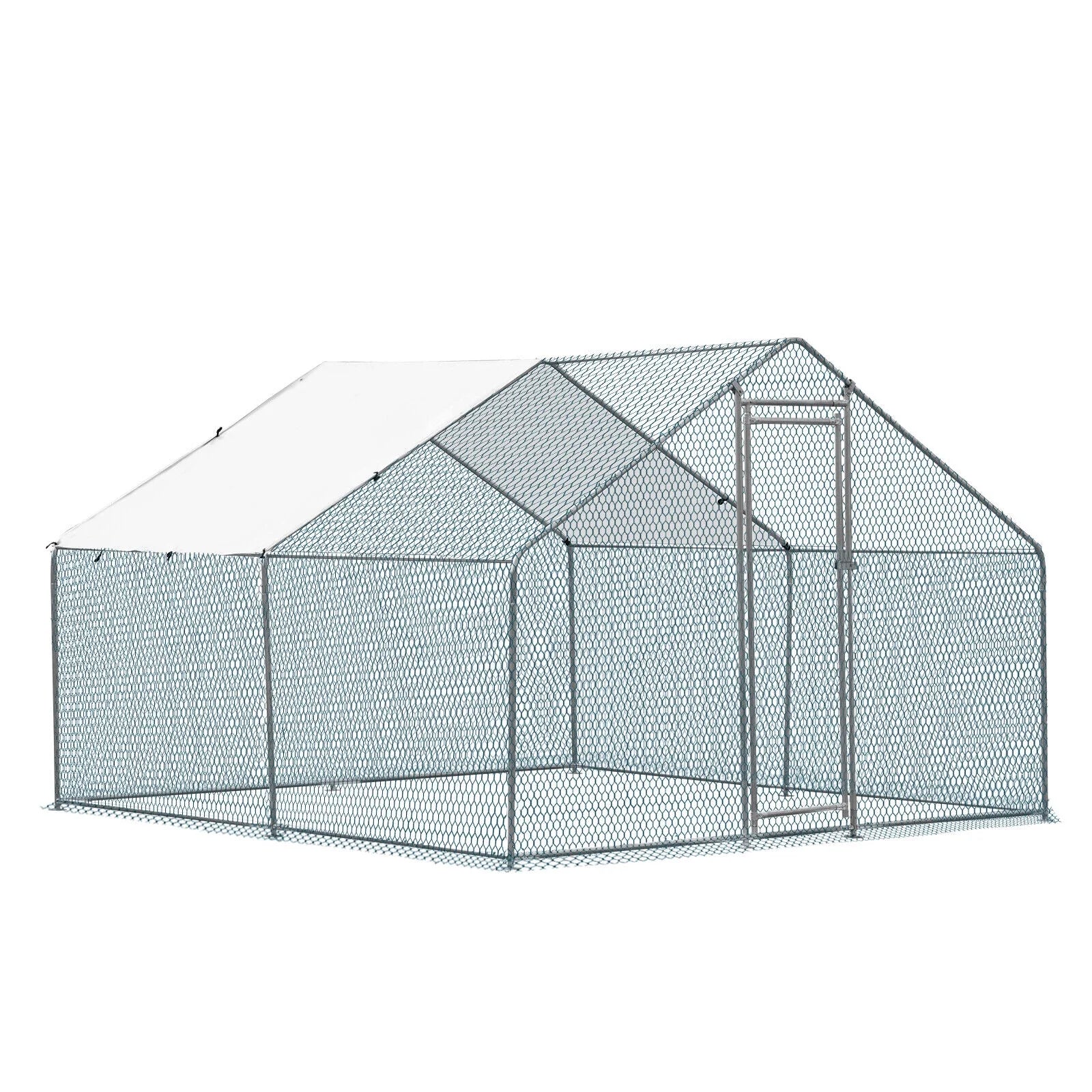 ZGBY 10 X 10Ft Metal Walk In Chicken Coop Run Cage Rabbit Hutch Hen House Enclosure