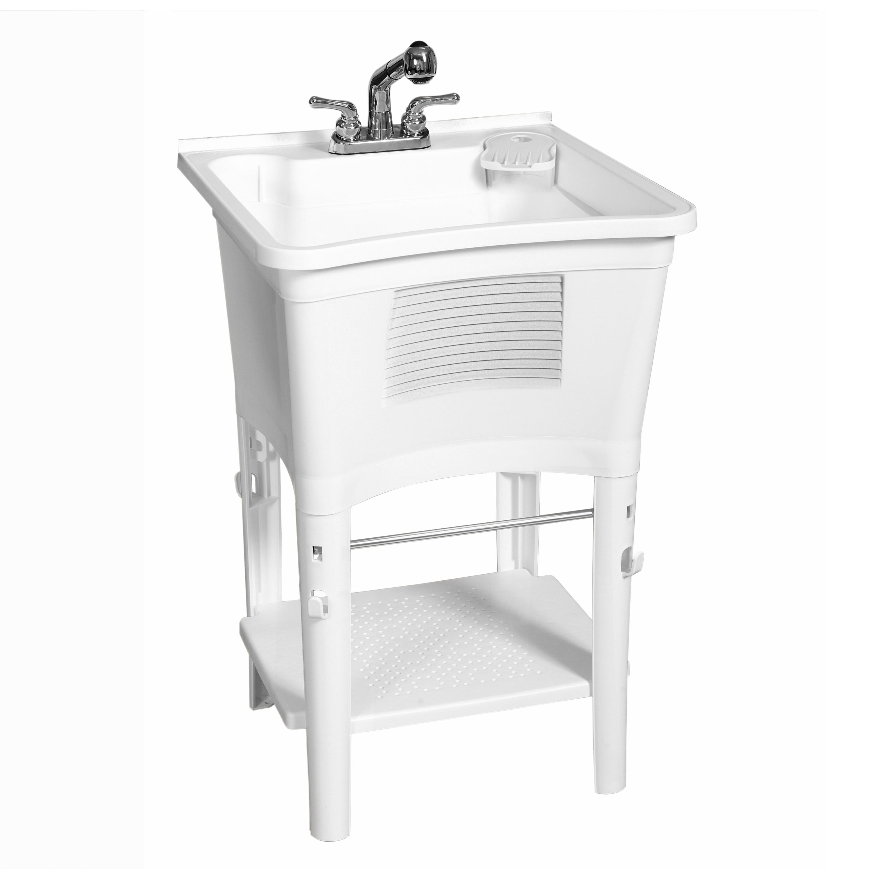 Zenna Home Ergo Tub Utility Sink with Pull-Out Faucet: Laundry Tub with 24