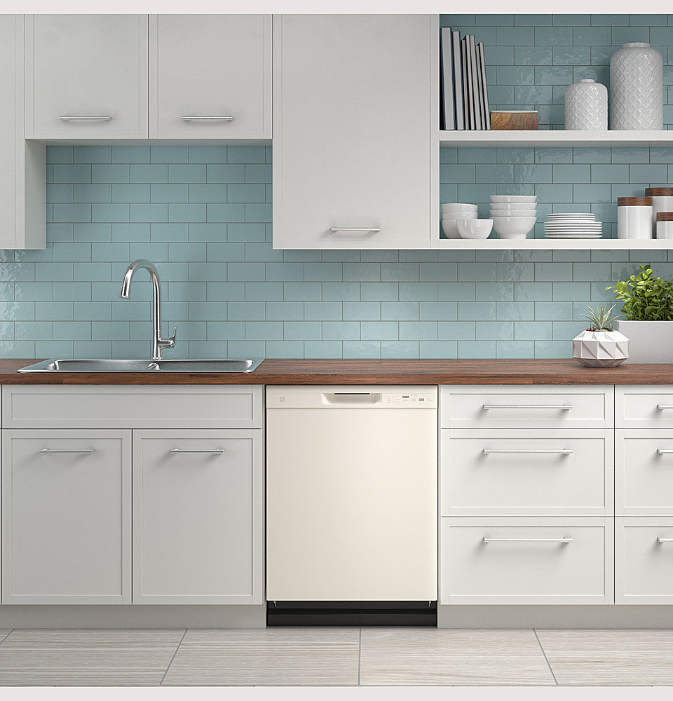 GE - Front Control Built-In Dishwasher with 55 dBA - Bisque