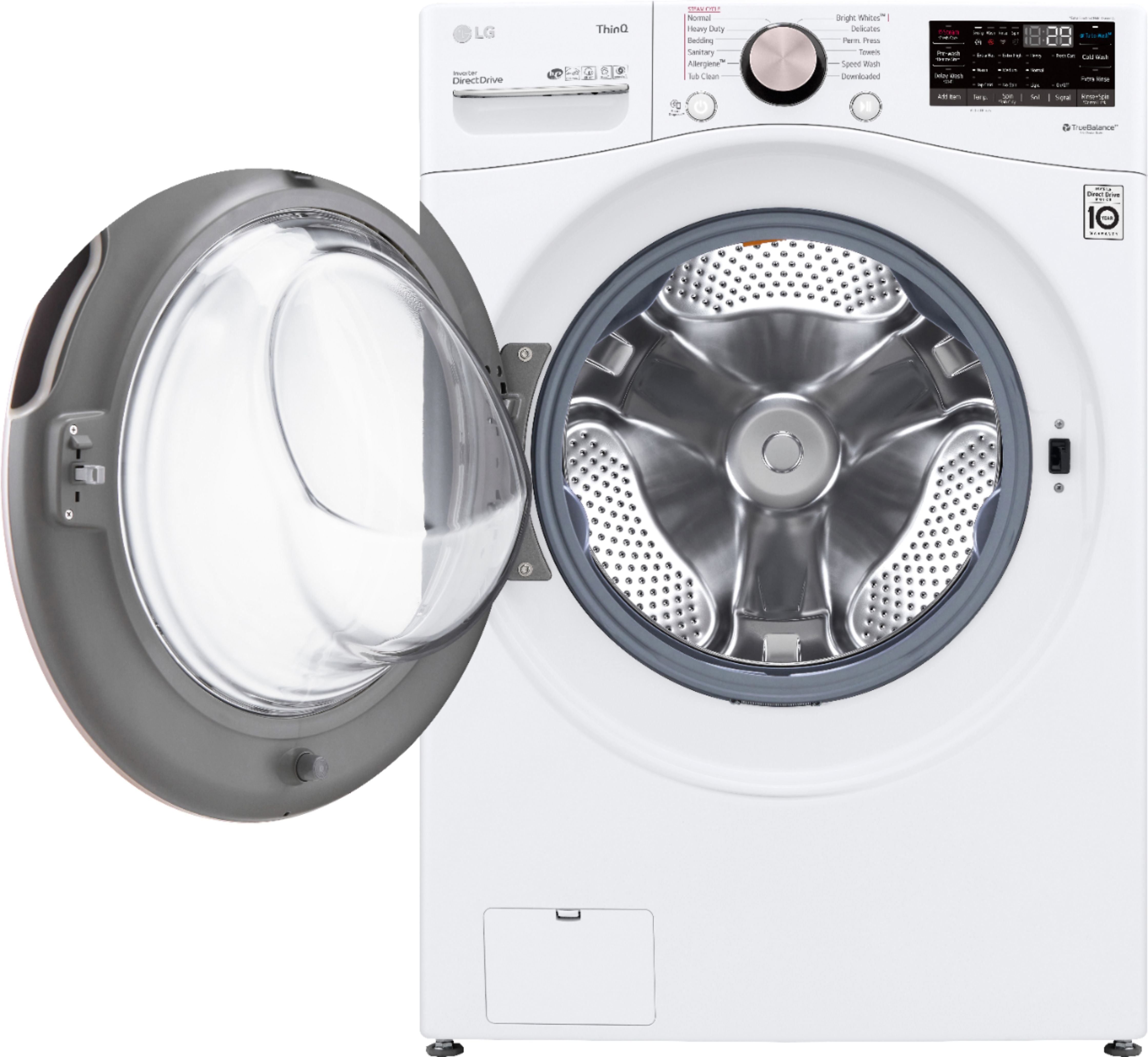 LG - 4.5 Cu. Ft. High-Efficiency Stackable Smart Front Load Washer with Steam and Built-In Intelligence - White