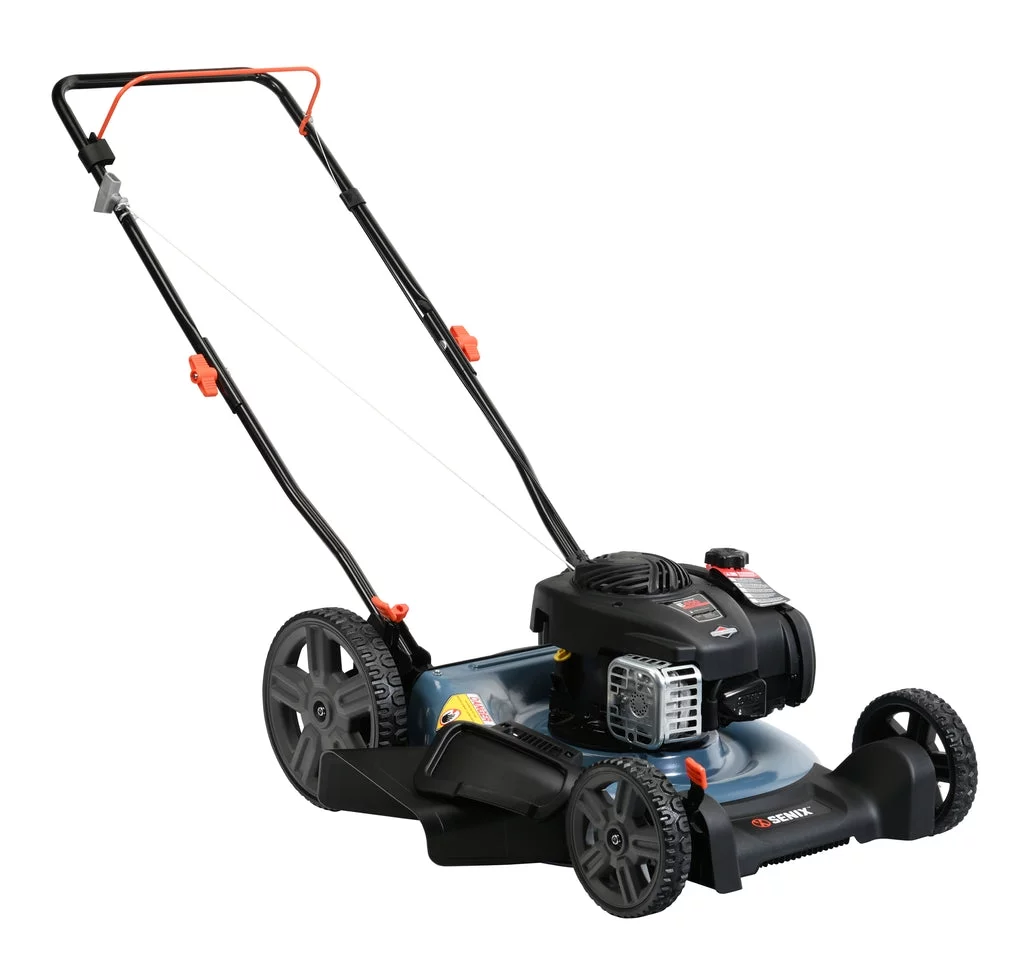 SENIX 21In Gas Lawn Mower, 125cc 4-Cycle Briggs & Stratton Engine, 2-In-1 Push Lawnmower, 6 Height Adjustment with 11In Rear Wheels, LSPG-M4