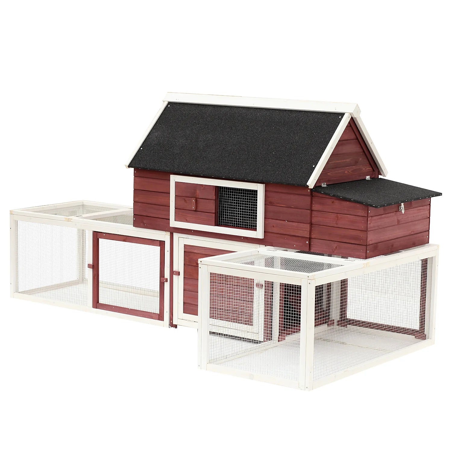 Pawhut Wooden Customizable Backyard Chicken Coop With Nesting Box and Runs, 114