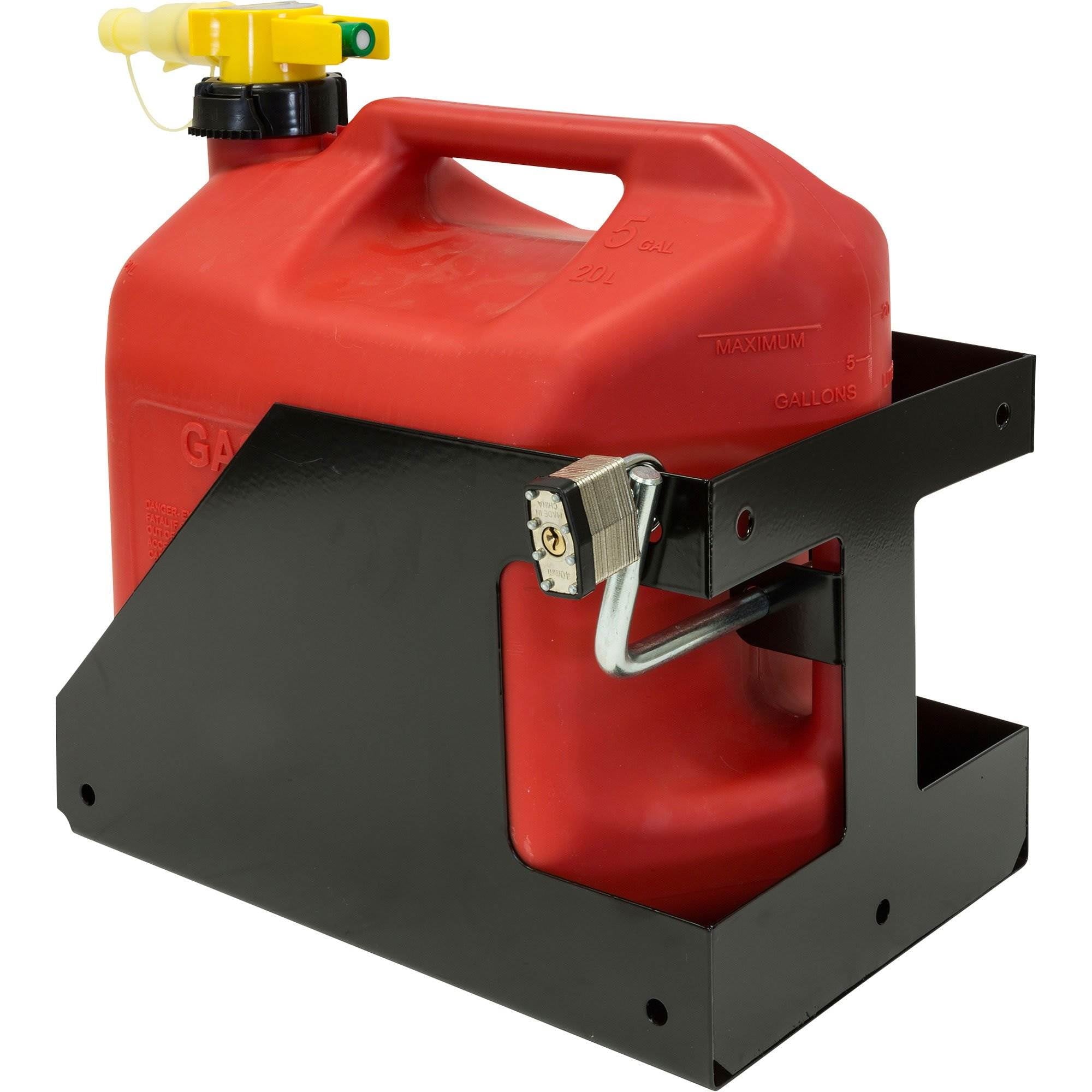 Buyers Steel Locking Gas Fuel Container Rack with Securing Nylon Strap, Black