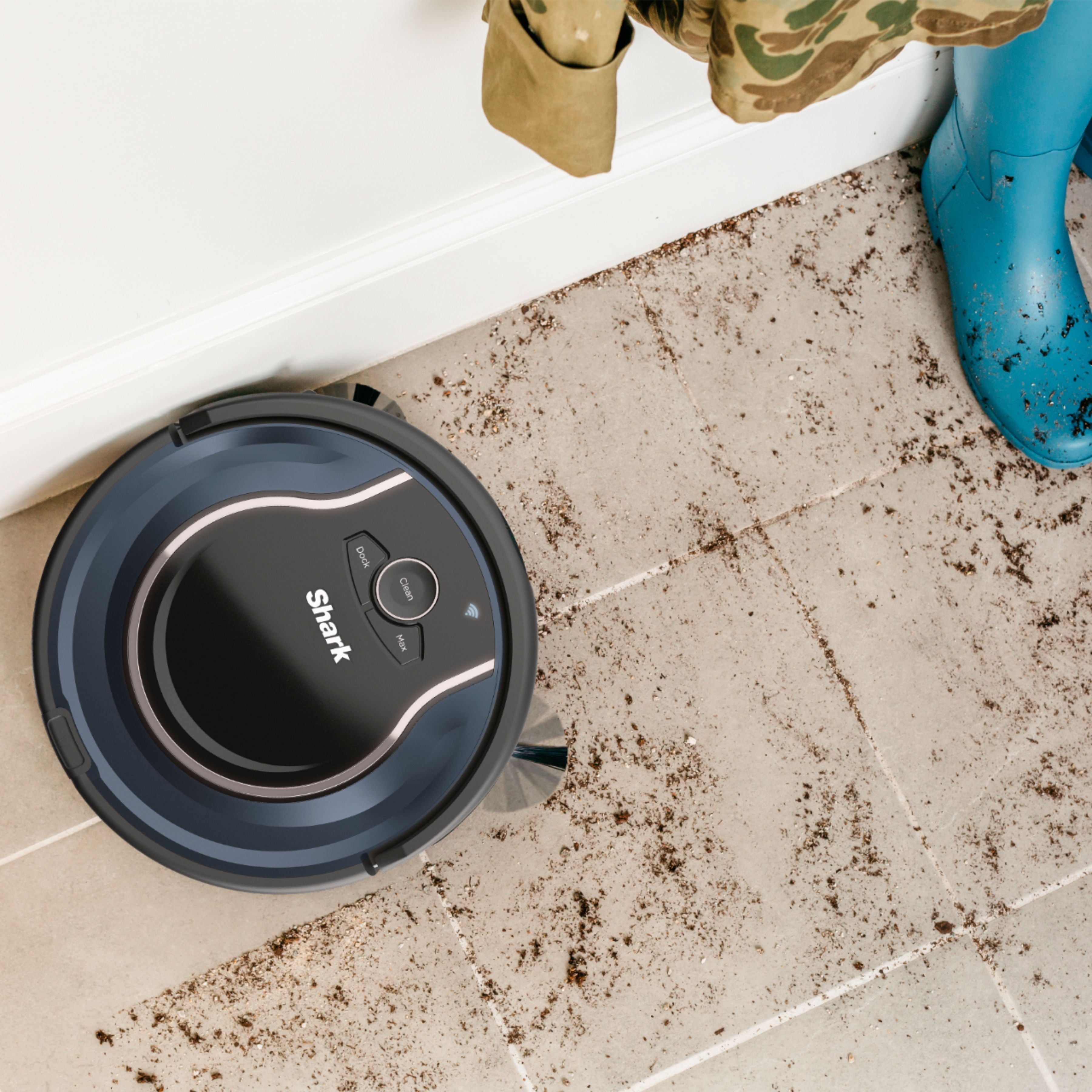 Shark - ION Robot RV761, Wi-Fi Connected, Robot Vacuum with Multi-Surface Cleaning - Black/Navy Blue