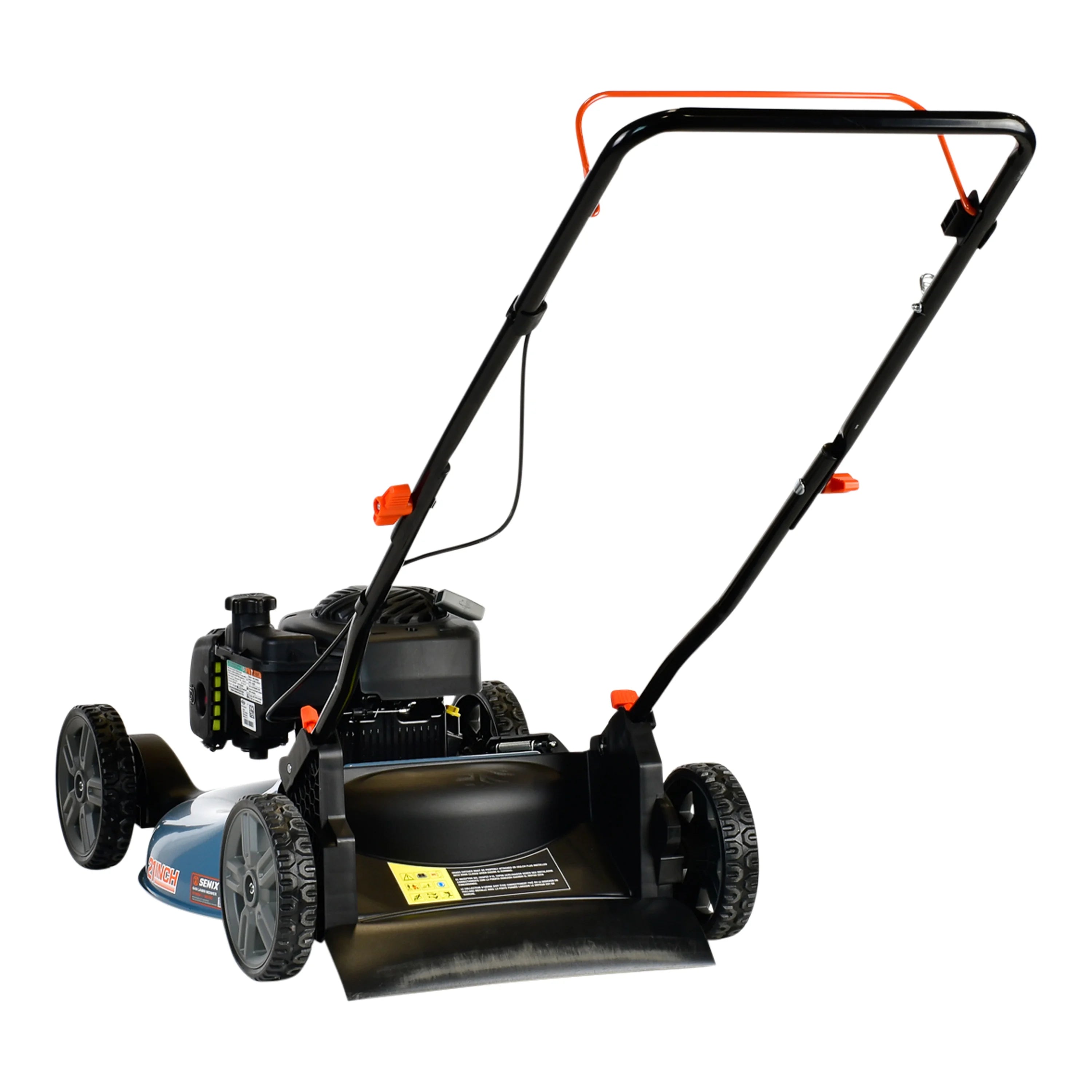 SENIX 21-Inch Push Lawn Mower, 125 cc 4-Cycle Gas Powered, Mulch & Side Discharge, Dual Lever Height Adjustment, LSPG-M3