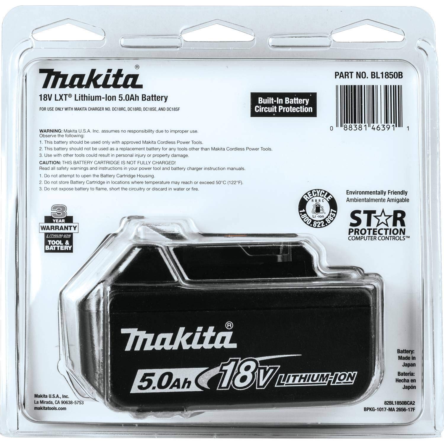 Makita BL1850B Lithium Ion 5 0Ah Battery