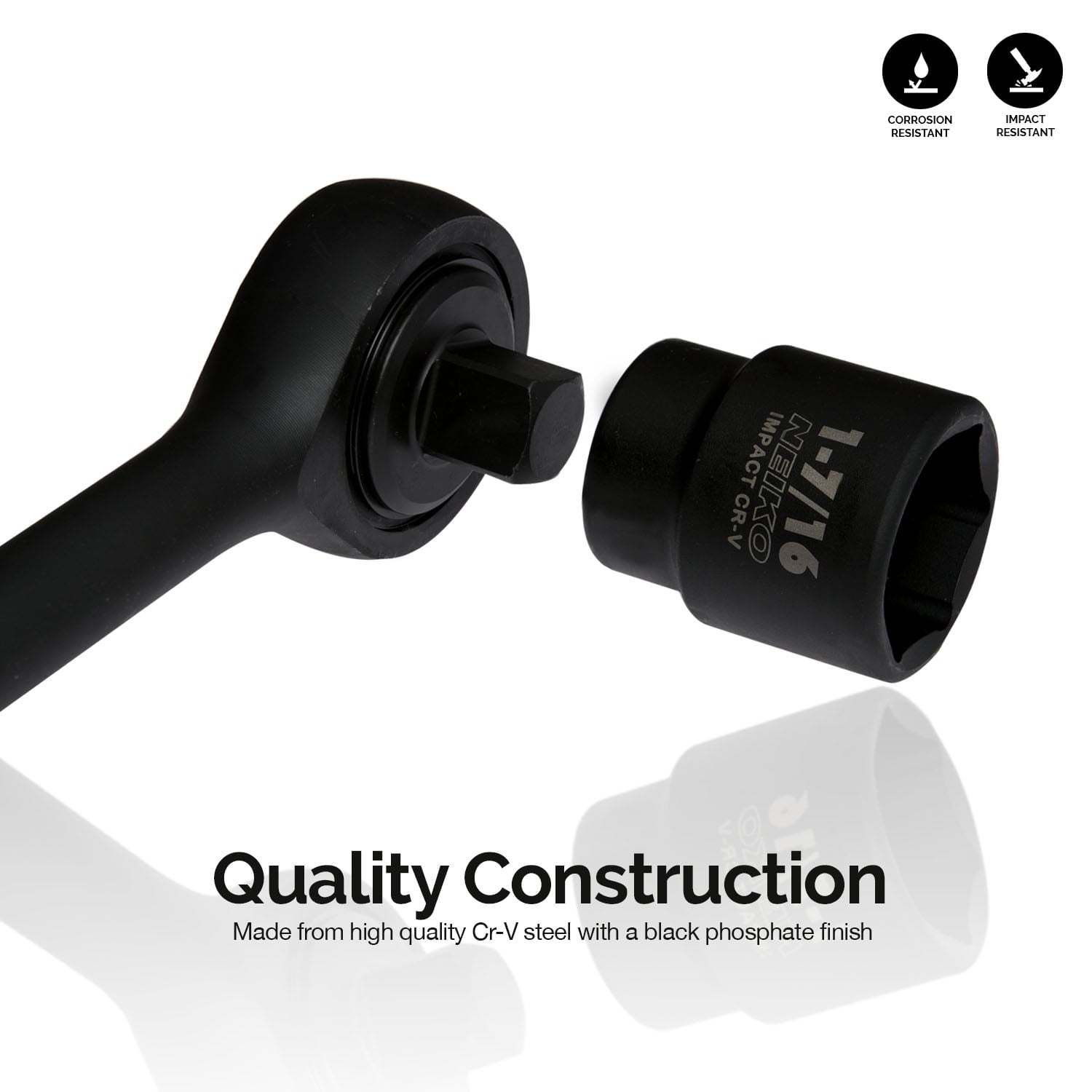 NEIKO 02499A 3/4-inch-Drive Jumbo Master Impact Socket Set, SAE and Metric Shallow-Sockets, SAE 7/8