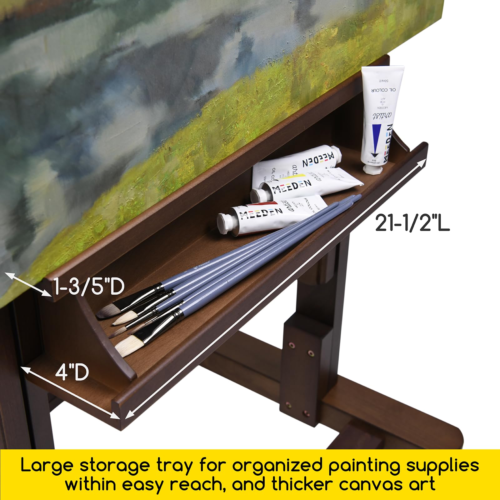 MEEDEN Extra Large H-Frame Studio Easel - Solid Beech Wooden Artist Professional Heavy-Duty Easel, Painting Art Easel Stand with 4 Premium Locking Silent Caster Wheels, Hold Max 82
