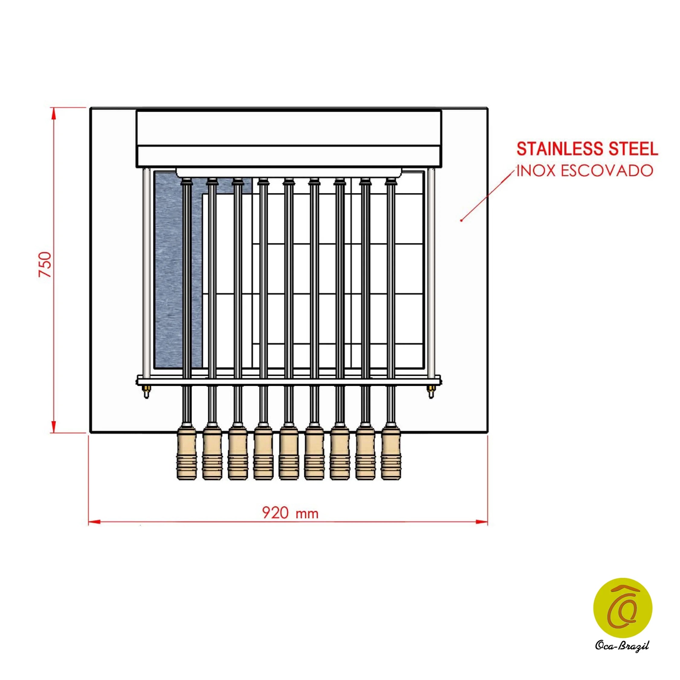 Brazilian BBQ Charcoal Grill with Firebox - 9 Skewers - Oca-Brazil