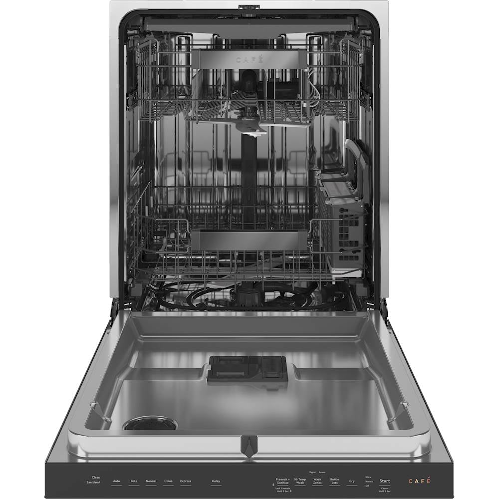 Café - Modern Glass Top Control Built-In Dishwasher with Stainless Steel Tub, 3rd Rack, 45dBA - Platinum glass