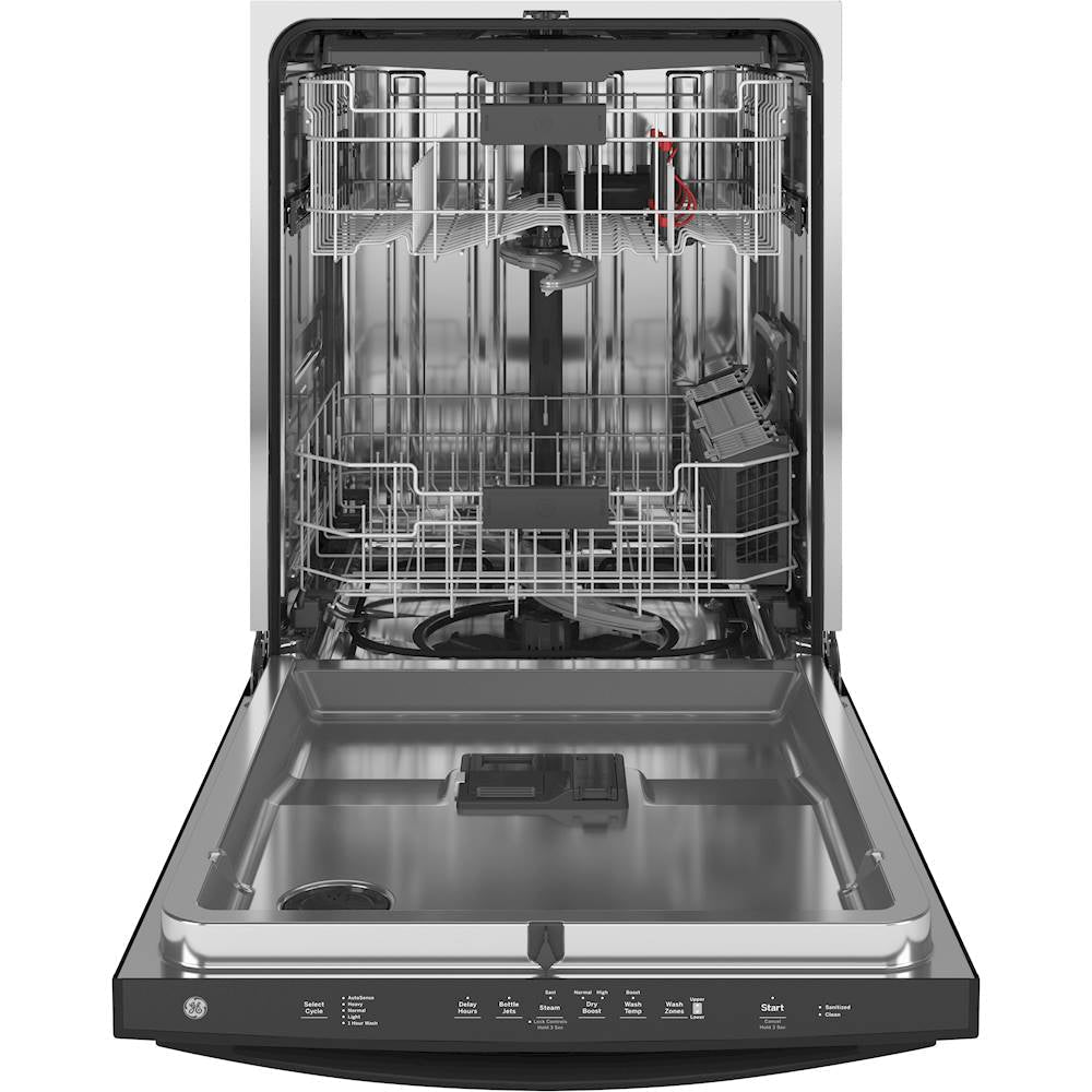 GE - Top Control Built-In Dishwasher with Stainless Steel Tub, 3rd Rack, 46dBA - Black