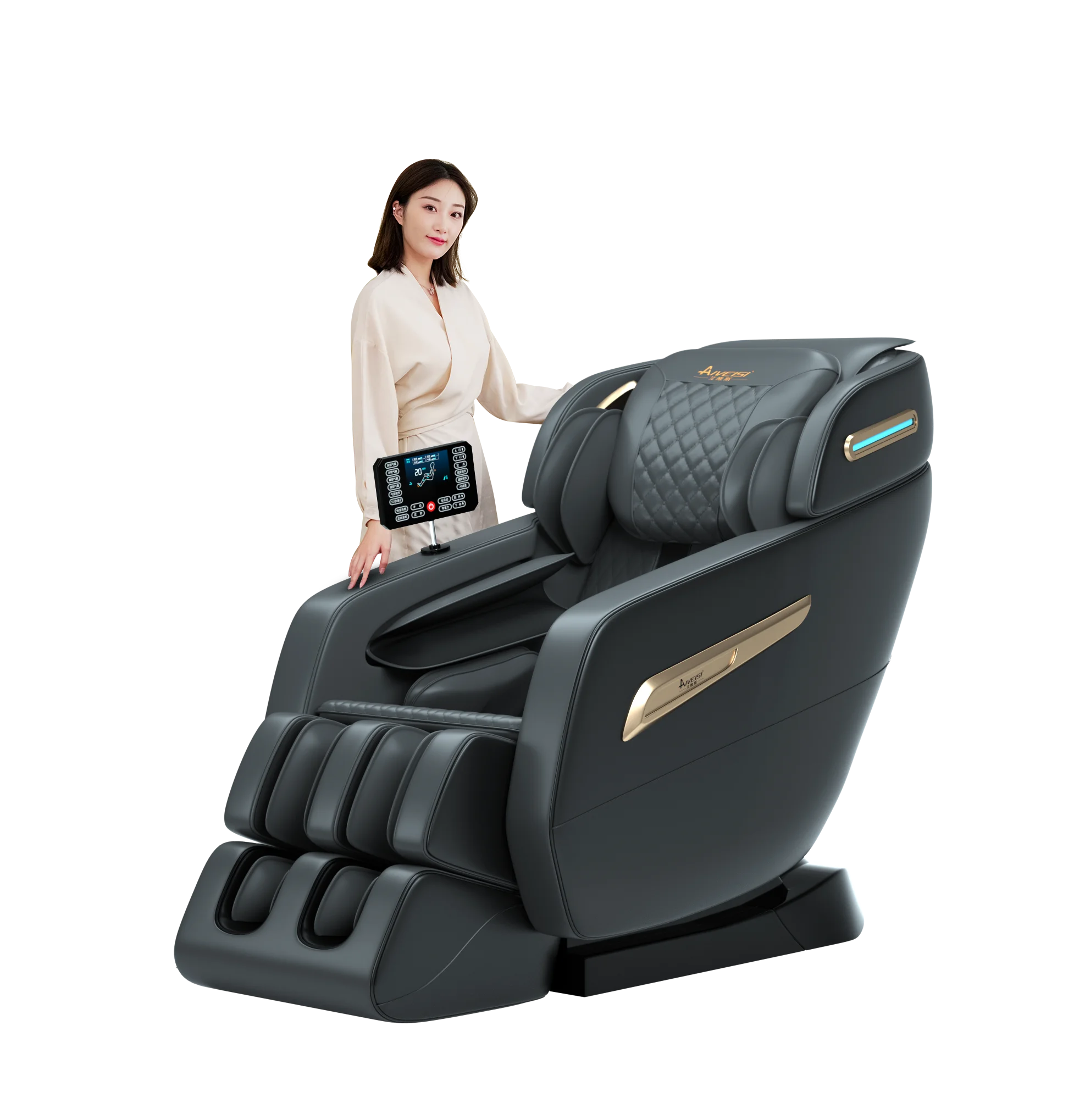 2024 4D Zero Gravity Massage Chair, Full Body Shiatsu Recliner with Yoga Stretching, SL Track, Intelligent Voice Control, Calf Kneading, Calfrest Extension, Premium Black Leather