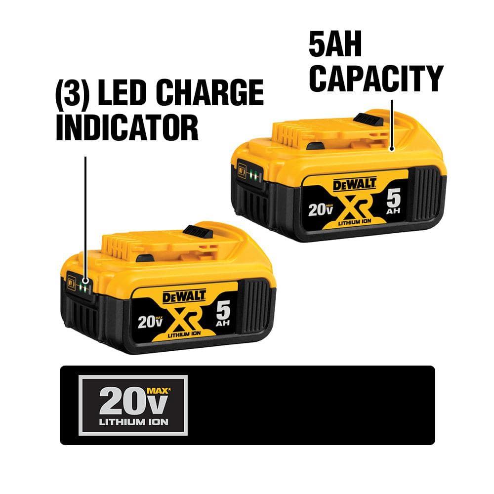 20V MAX XR Premium Lithium-Ion 5.0Ah Battery Pack (2 Pack) DCB205-2