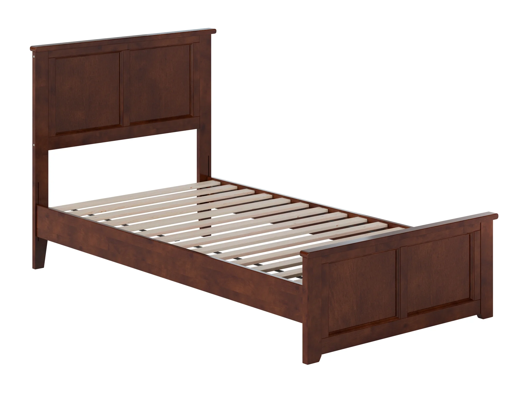 AFI Charlotte Twin Solid Wood Low Profile Platform Bed with Matching Footboard, Walnut