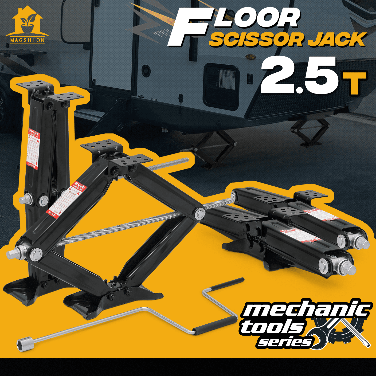 Magshion 2.5 Ton Scissor Jack Set of 4, 5000lbs Heavy Duty Car Jack Lift Kit with Handle, RV Trailer Stabilizer Leveling Scissor Jacks Set, Black