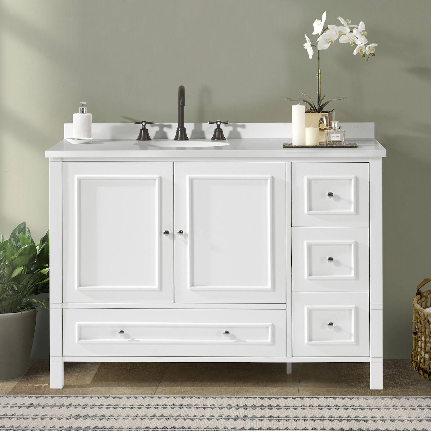 Alaterre Furniture Williamsburg White Vanity Cabinet