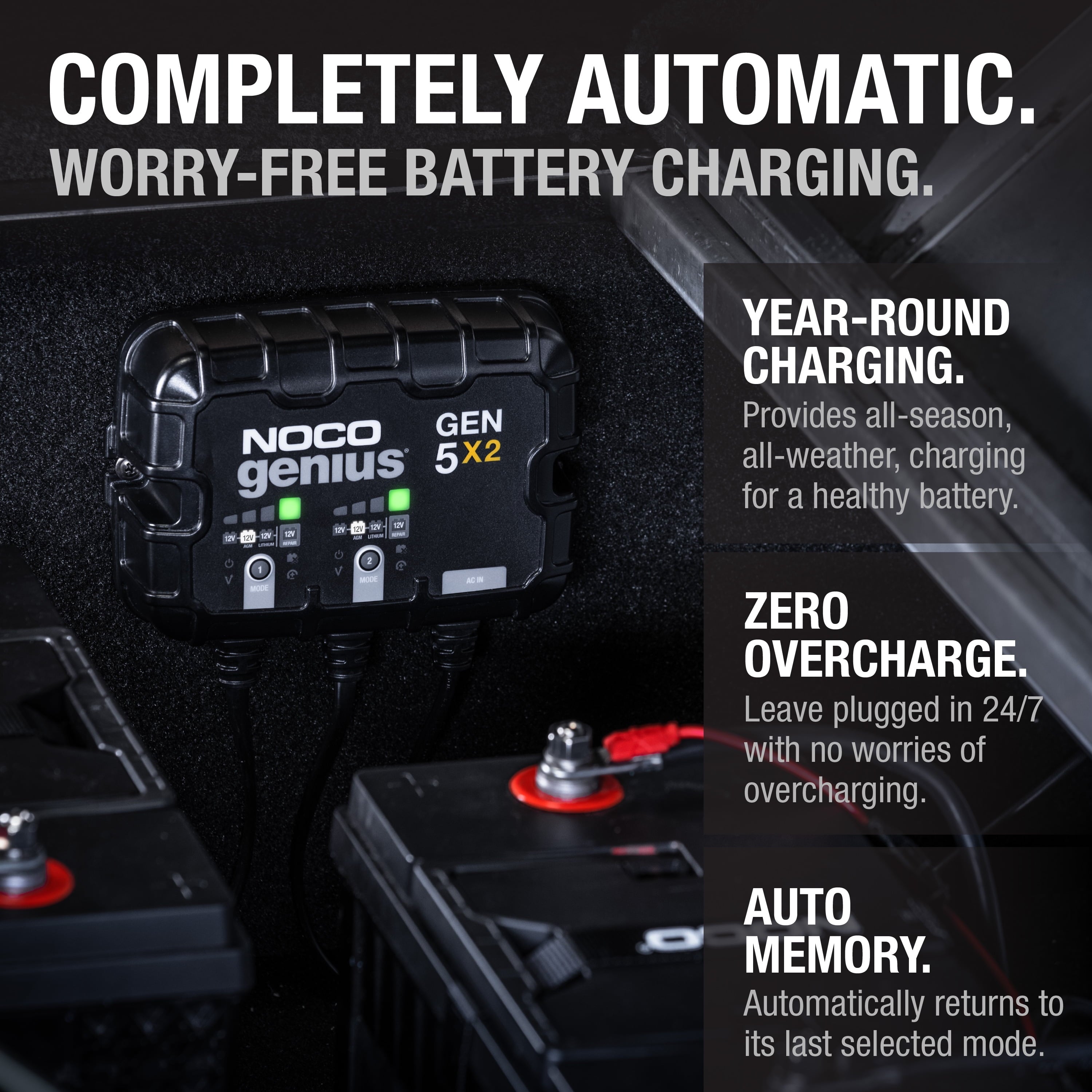 NOCO Genius GEN5X2 2-Bank 10A (5A/Bank) 12V Onboard Battery Charger