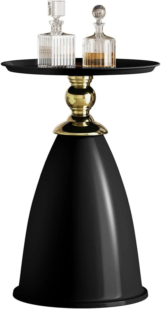 RSJIWOGZ 15 Inch Round End Metal Round for Small Sppace Modern Space Saving Pedestal Nightstand Room Bedroom Luxury Gold End (Gold Type-)