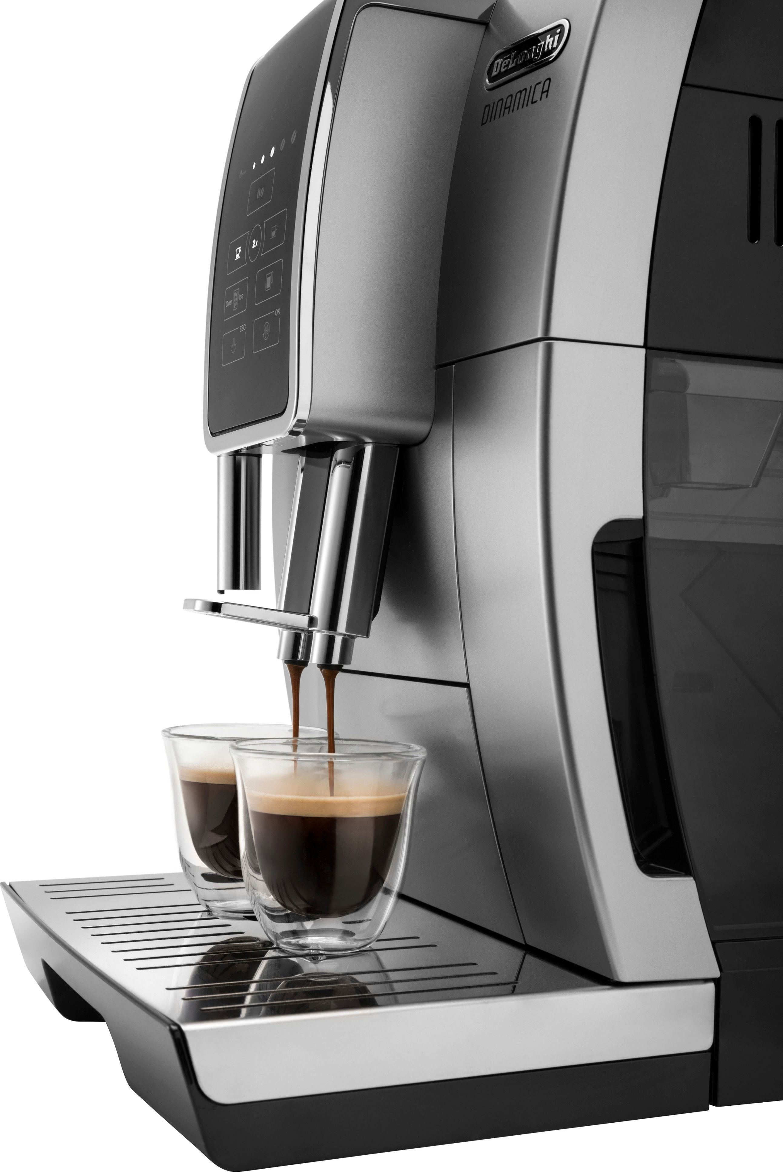 De'Longhi - Dinamica TrueBrew Over Ice Fully Automatic Coffee and Espresso Machine- Chrome and Black
