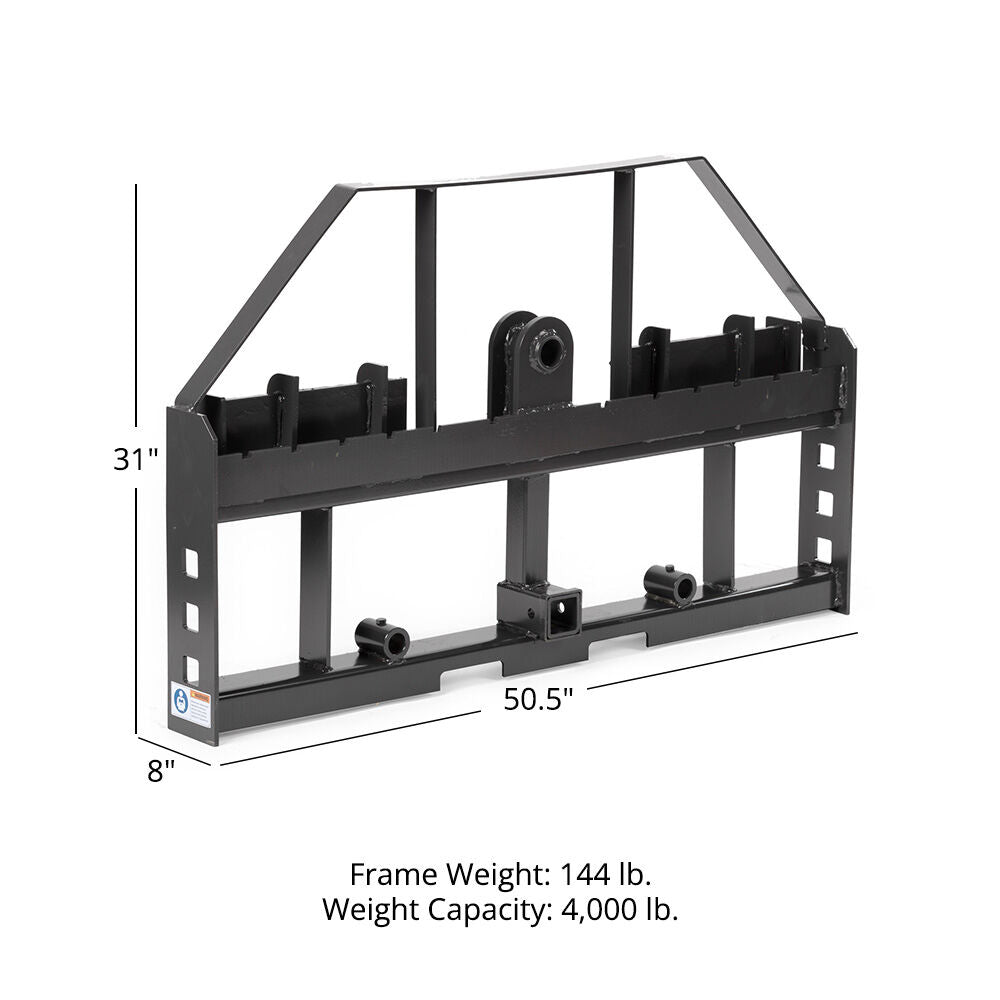 Titan Attachments Standard Series Pallet Fork Frame, Quick Tach Connection for Skid Steers, Tractors, Optional Pallet Fork Blades, Hay Spear Sleeves Included, 2