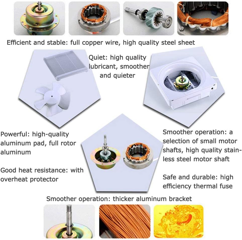 SAILFLO Exhaust Shutter Fan 8 Inch 300 CFM， 2 Direction Reversible Strong Airflow Ventilation Blower for Bathroom Attic Kitchen Window Basement， 8