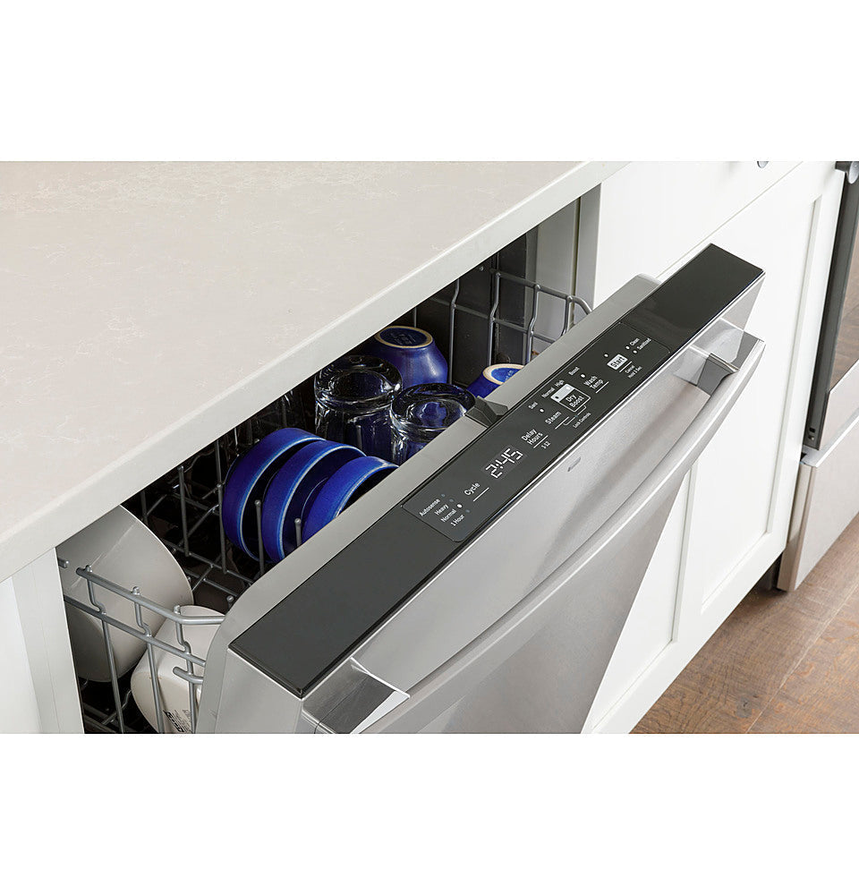 GE - Top Control Built In Dishwasher with Sanitize Cycle and Dry Boost, 52 dBA - Slate