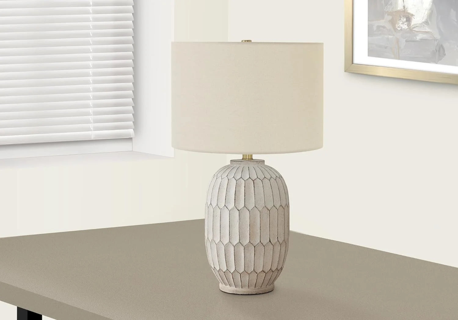 9720 LightingTable Lamp, Cream Resin, Shade, Transitional Lighting-24 H Table, 14.5