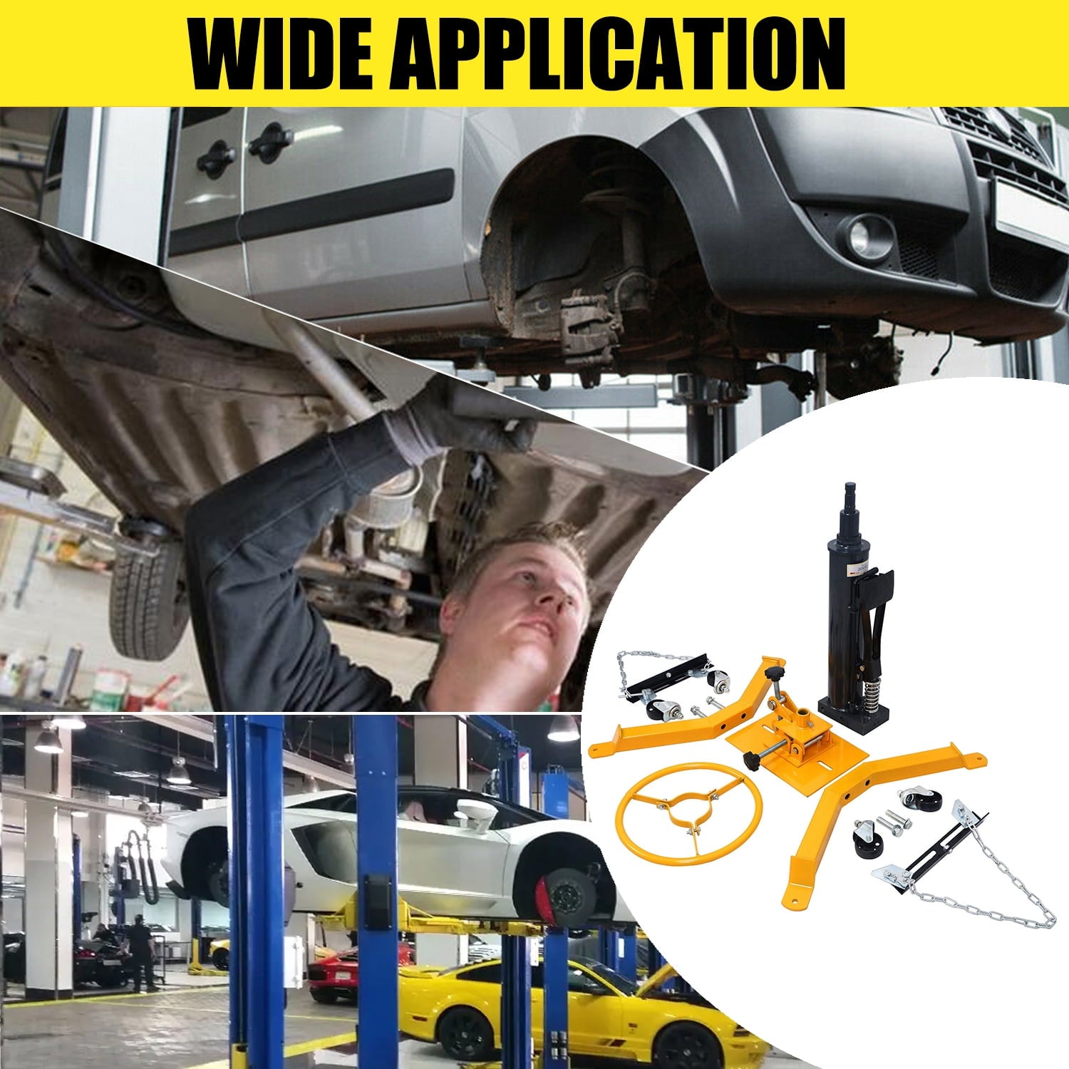 1660 Pounds/0.75Ton Hydraulic Car Transmission Jack Vertical Lift with 360° Swivel Wheel Pedal ,Yellow,33