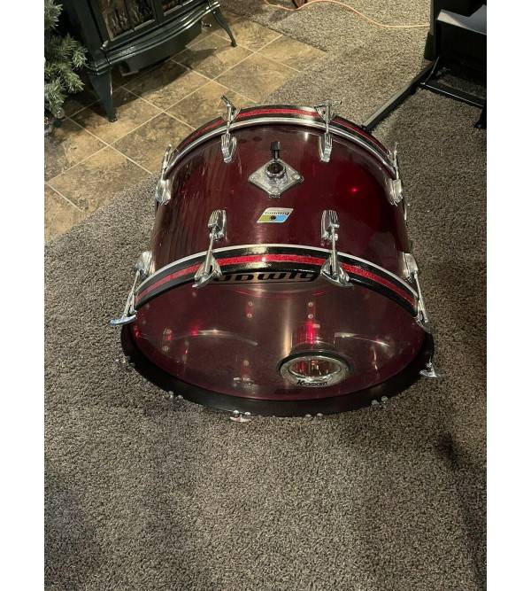24â Red Ludwig Vistalite Bass Drum Good Condition