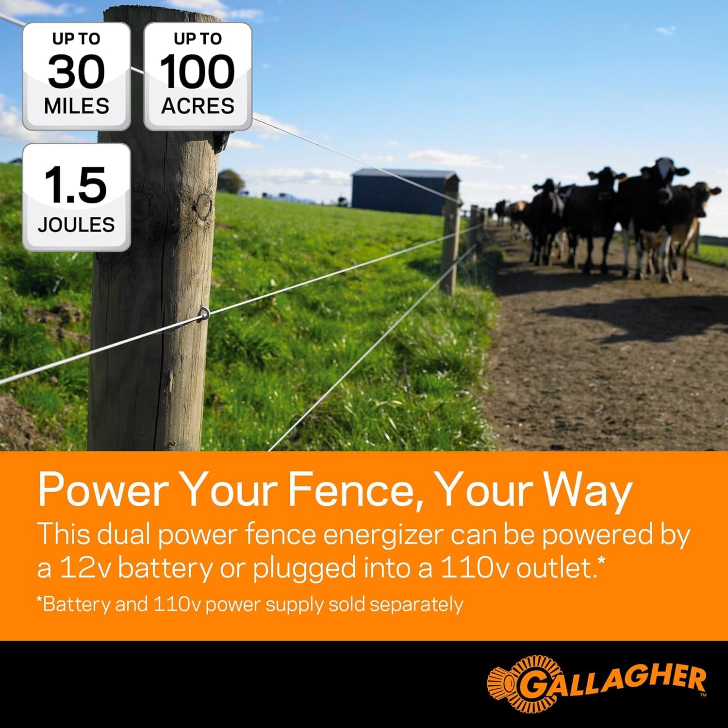 Gallagher North America 110V 60 Acre MB150 Battery & Power Fence Charger