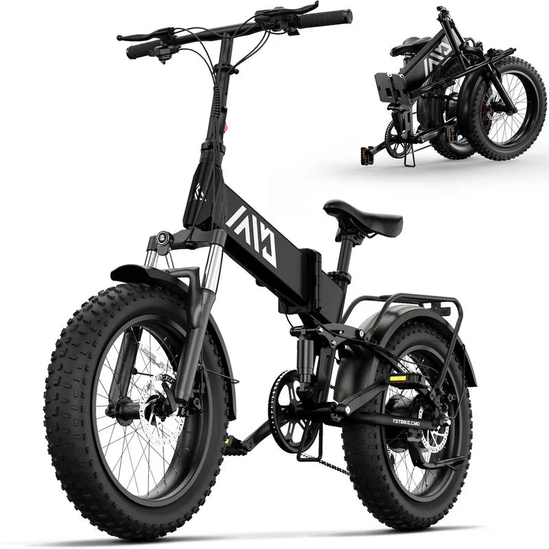 TST Electric Bike, 4.0 Fat Tire Foldable Ebike, 48V 13Ah Battery, 750W Electric Commuter Bicycle with LCD, 20