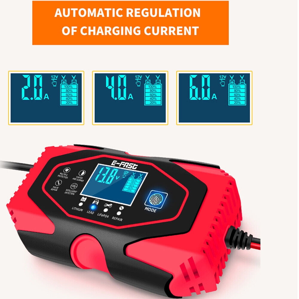 Car Battery Charger Smart Automatic 12V/24V Lead-acid AGM GEL& Lithium LiFePO4