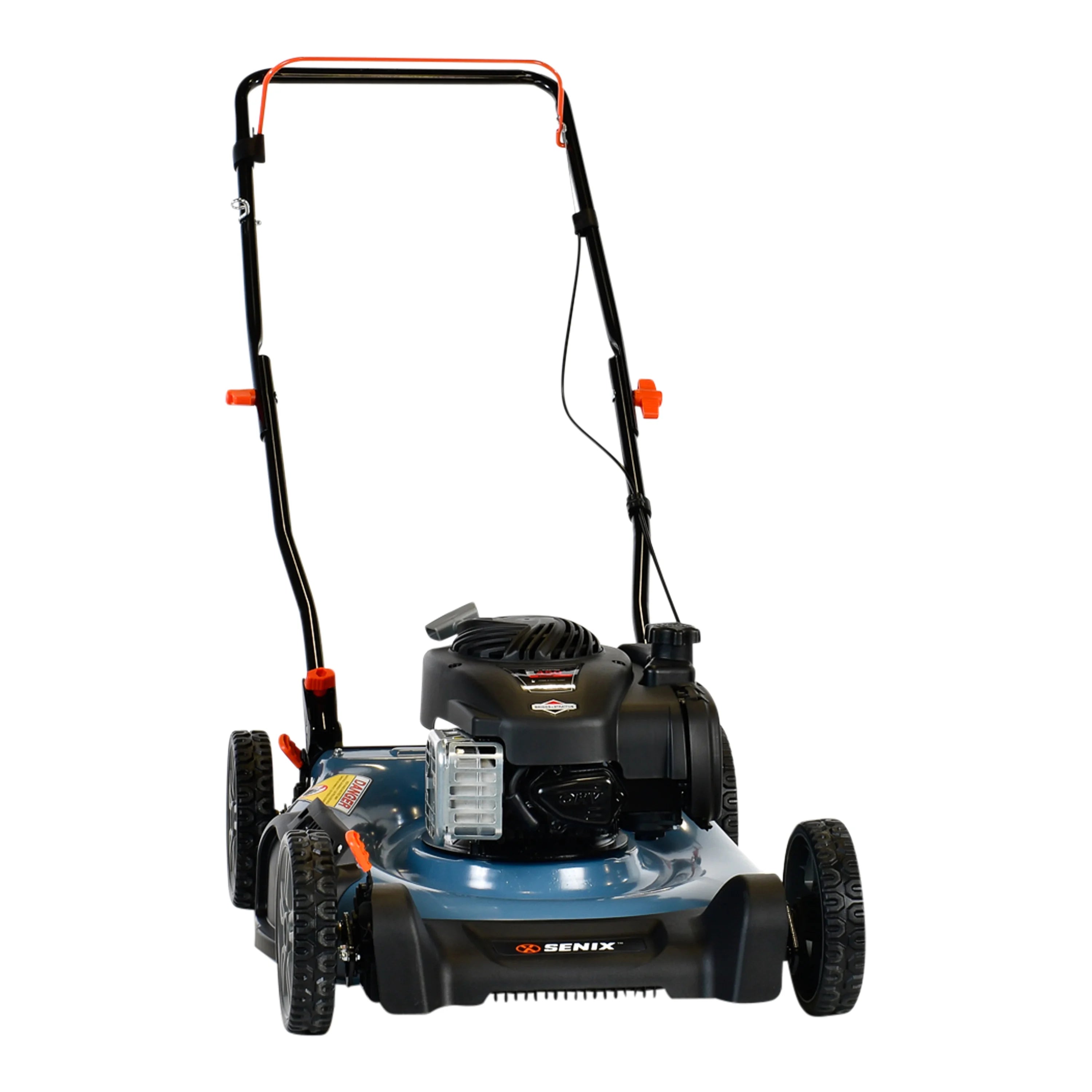 SENIX 21-Inch Push Lawn Mower, 125 cc 4-Cycle Gas Powered, Mulch & Side Discharge, Dual Lever Height Adjustment, LSPG-M3