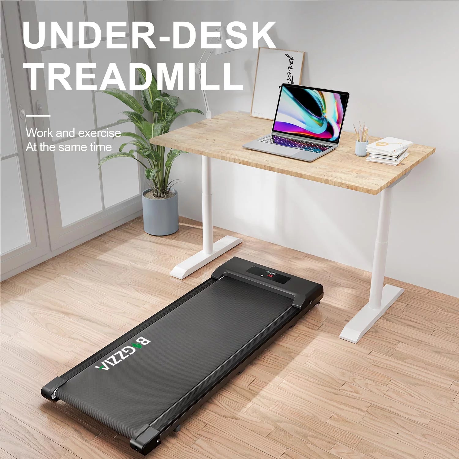 Bigzzia Treadmill 2 HP Portable Running Machine Walking Treadmill Exercise Maximum Weight 265 lbs Black