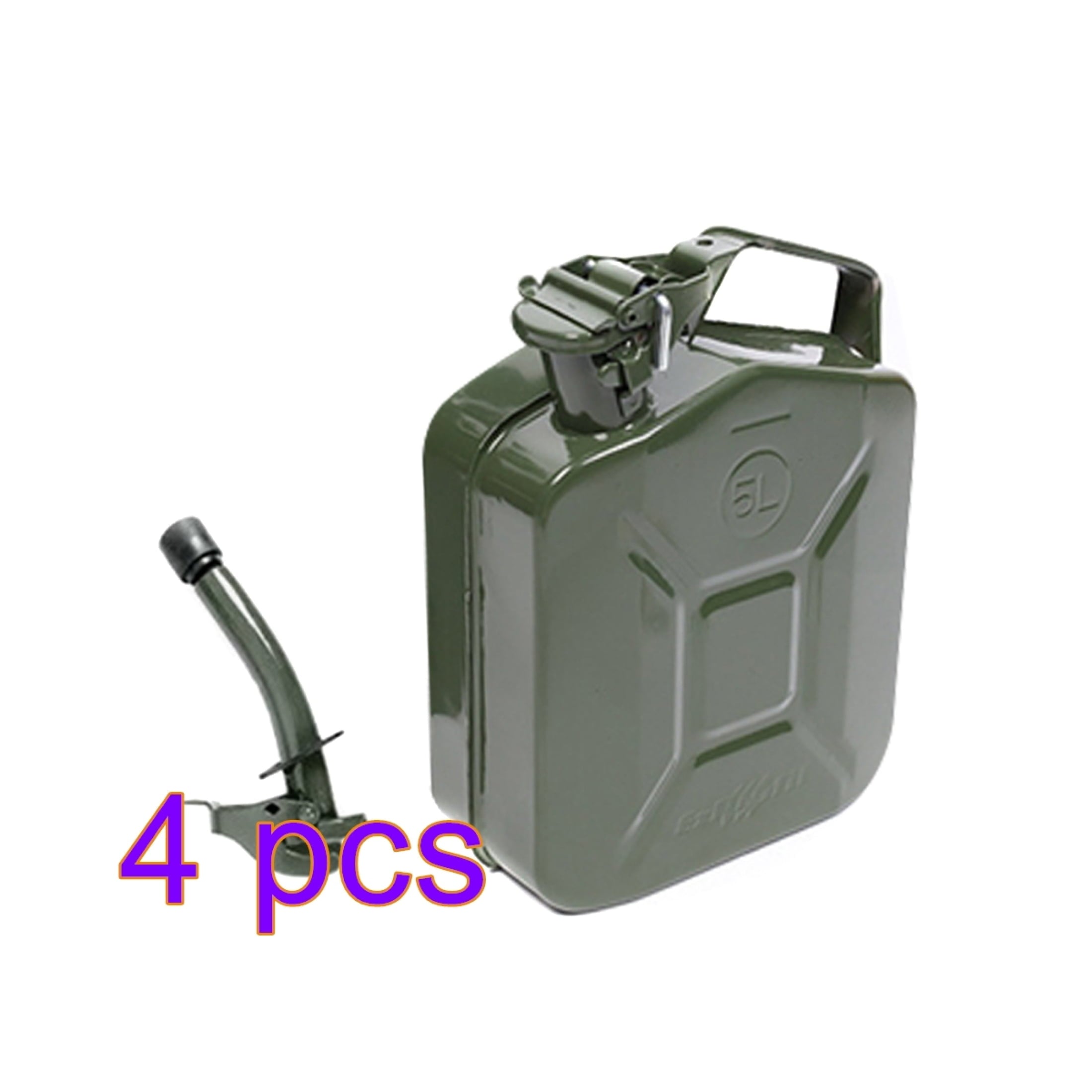 MoreChioce 5L Green Metal Jerry Can Store Container with Fixed Spout for Petrol Oil Water Alcohol