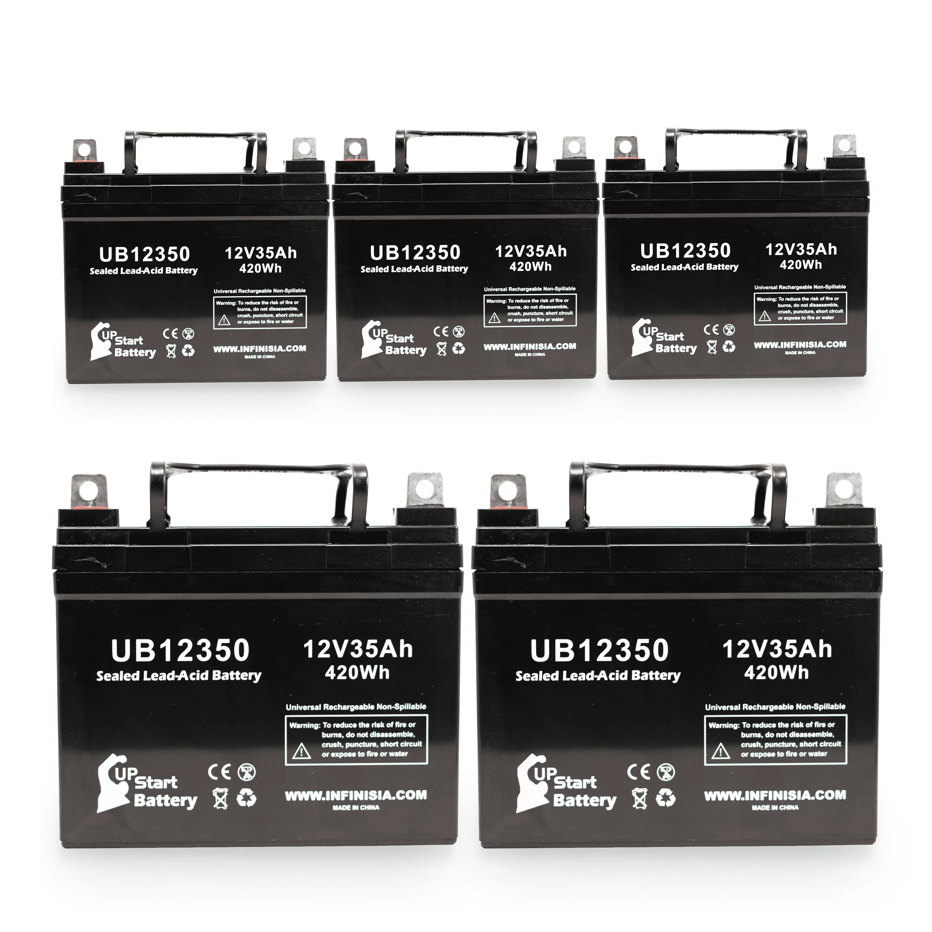 5x Pack - Compatible Imc Heartway Escape H Battery - Replacement UB12350 Universal Sealed Lead Acid Battery (12V, 35Ah, 35000mAh, L1 Terminal, AGM, SLA)