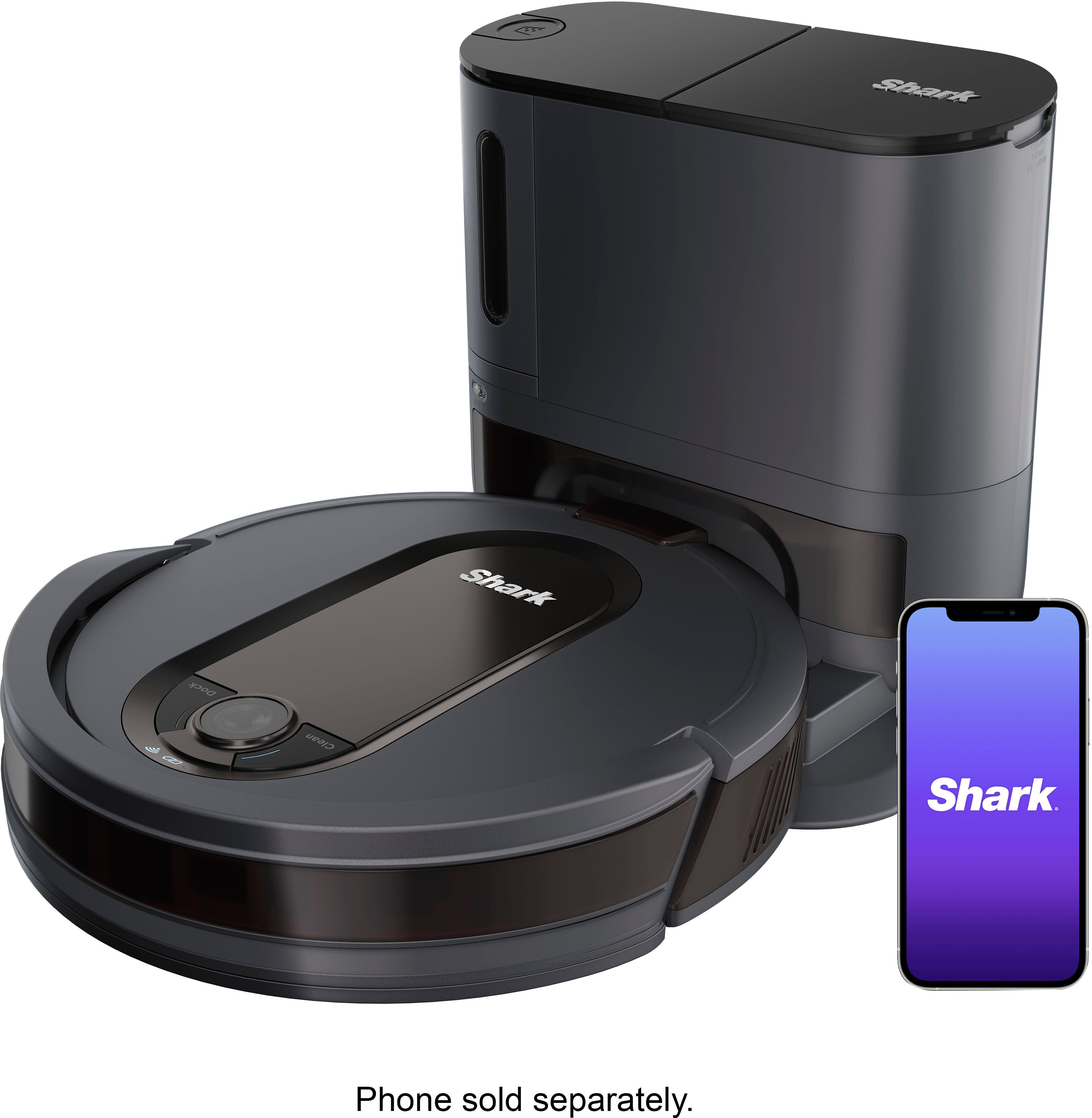 Shark - EZ Robot Vacuum RV912S with Self-Empty Base, Bagless, Wi-Fi - Dark Grey