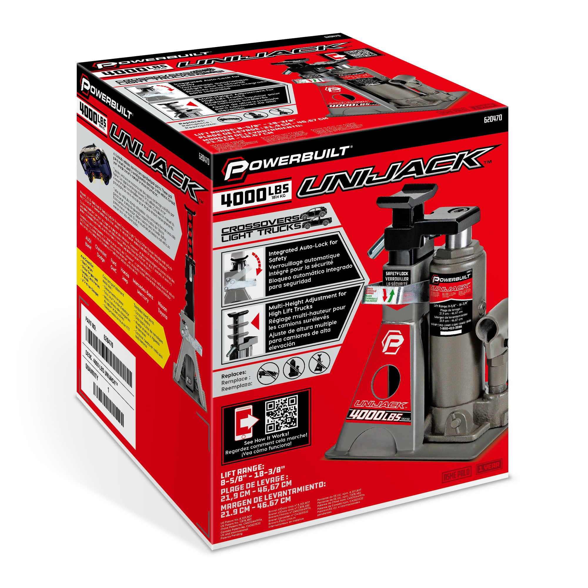 Powerbuilt 2 Ton Pound Unijack Bottle Jack and Jackstand in One - 620470