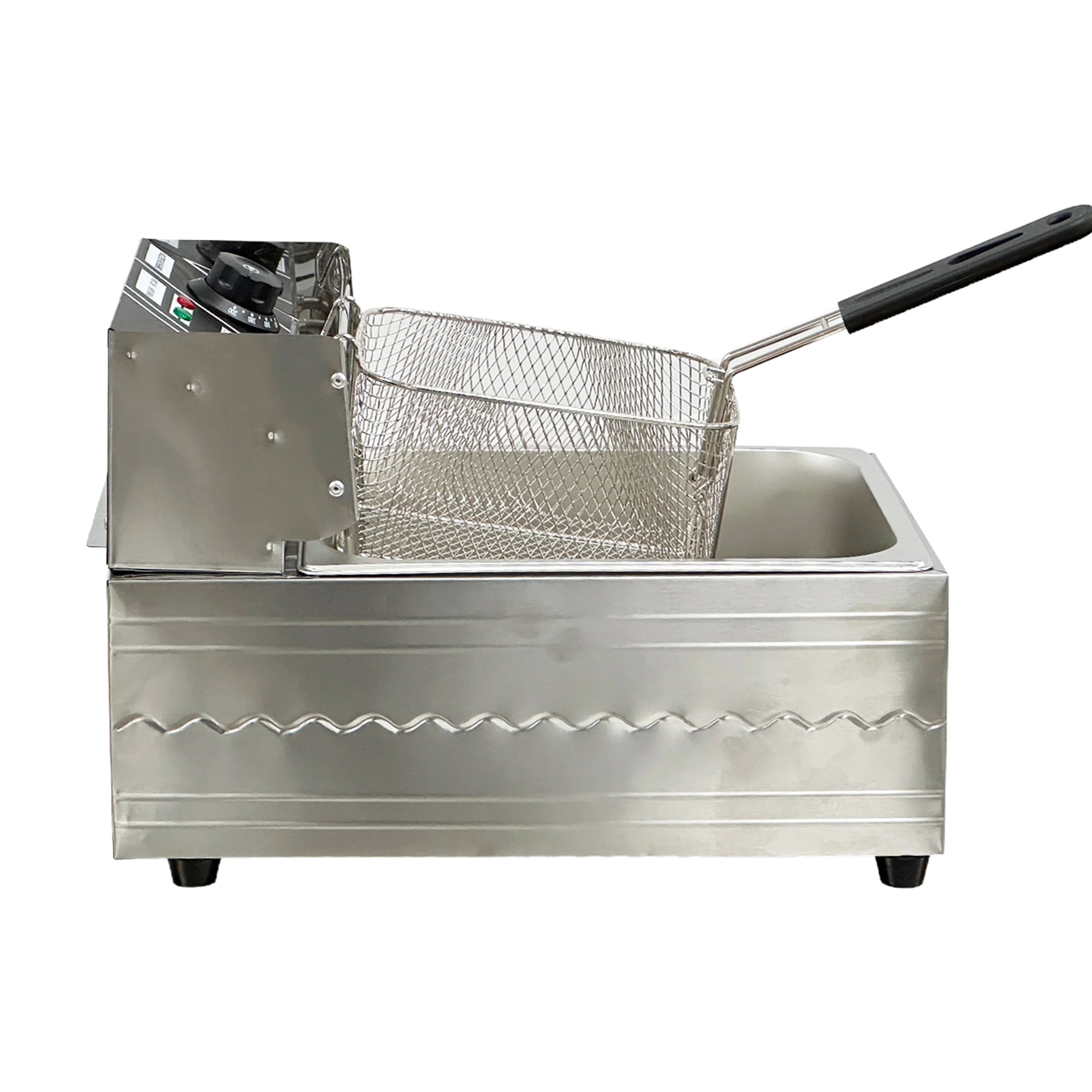 1600W Electric Deep Fryer, Stainless Steel Countertop Fryer Large Capacity, Thickening Multi-functional Fryer Commercial Single-chamber 2.5 Gallon