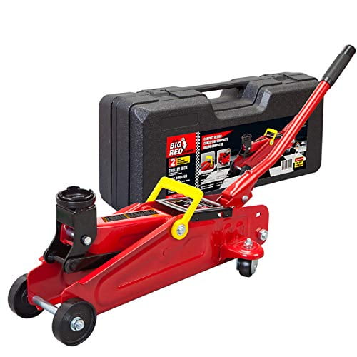 BIG RED T820014S Torin Hydraulic Trolley Service/Floor Jack with Blow Mold Carrying Storage Case, 1.5 Ton (3,000 lb) Capacity, Red