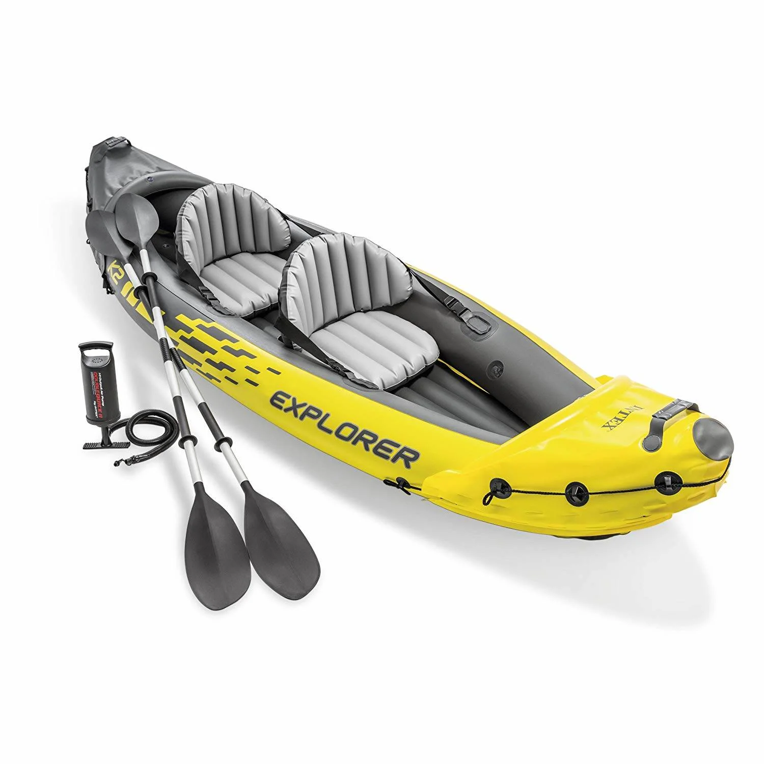 Intex 2-Person Inflatable Kayak with Oars, Pump & 1-Person Inflatable Kayak