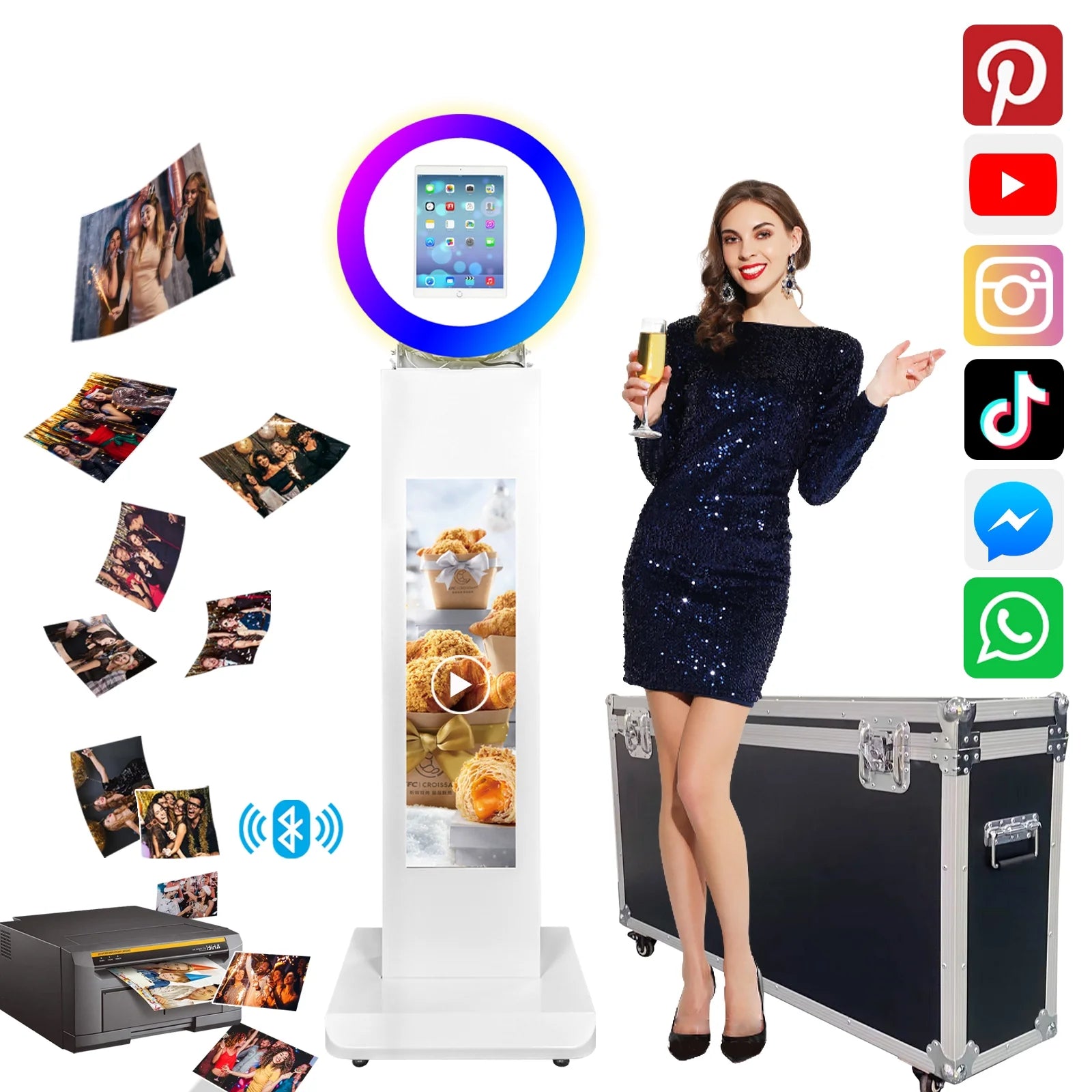 Portable iPad Photo Booth,Selfie photobooth Machine and Sharing Station for 10.2