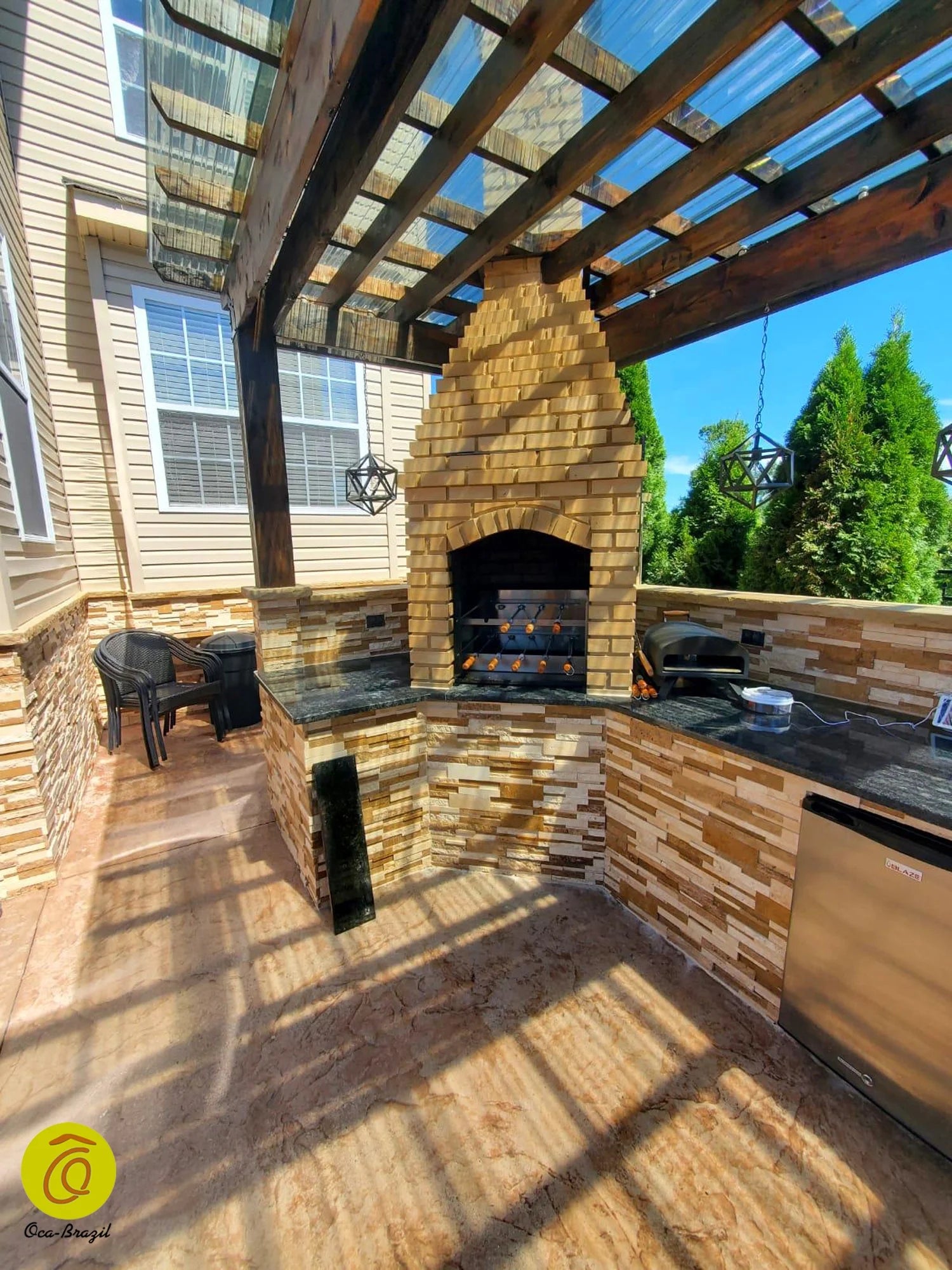 Brazilian BBQ Charcoal Grill with Firebox - 9 Skewers - Oca-Brazil